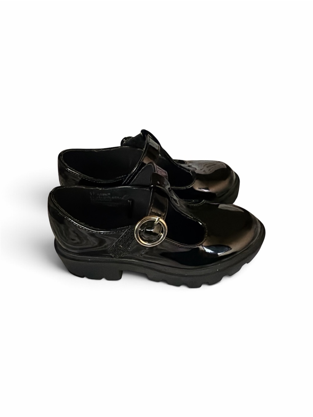 Falls Creek Black Patent Mary Jane Shoes with Round Buckle